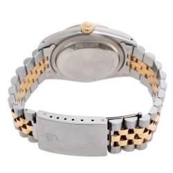 Pre Owned Rolex White 18K Yellow Gold & Stainless Steel Datejust 16233 Automatic Unisex Wristwatch 35 mm