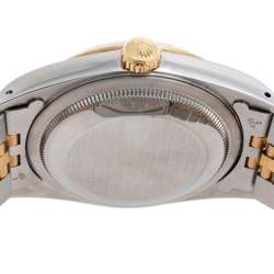 Pre Owned Rolex White 18K Yellow Gold & Stainless Steel Datejust 16233 Automatic Unisex Wristwatch 35 mm