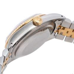 Pre Owned Rolex White 18K Yellow Gold & Stainless Steel Datejust 16233 Automatic Unisex Wristwatch 35 mm