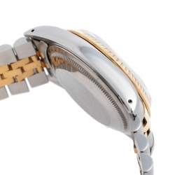 Pre Owned Rolex White 18K Yellow Gold & Stainless Steel Datejust 16233 Automatic Unisex Wristwatch 35 mm