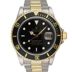 Rolex  Black 18K Yellow Gold And Stainless Steel Submariner 16613 Men's Wristwatch 40 MM