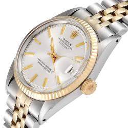 Rolex Grey 18K Yellow Gold And Stainless Steel Datejust Vintage 1601 Men's Wristwatch 36 MM
