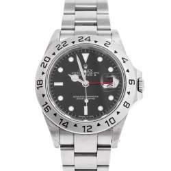 مملوكة مسبقًا Rolex Black Stainless Steel Explorer II 16570 Men's Wristwatch 40 mm
