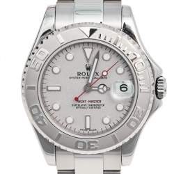 مملوكة مسبقًا Rolex Platinum Stainless Steel Yacht-Master 168622 Men's Wristwatch 35 mm 