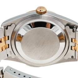 Pre Owned Rolex Champagne 18k Yellow Gold and Stainless Steel Diamonds 16233 Series Datejust Wristwatch 36 mm
