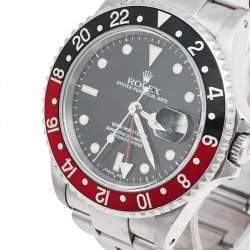 مملوكة مسبقًا Rolex Black Stainless Steel Coke Edition GMT-Master II 16710 Men's Wristwatch 40 mm