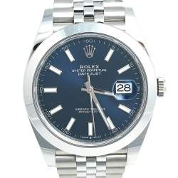 مملوكة مسبقًا Rolex Blue Stainless Steel Datejust 126300 Men's Wristwatch 41 mm