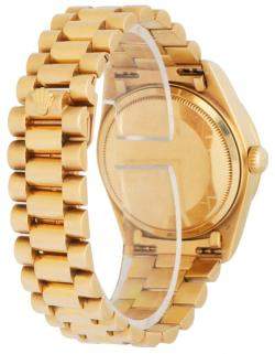 مملوكة مسبقًا Rolex Champagne 18K Yellow Gold and Diamond Day Date President 18048 Men's Wristwatch 36 mm