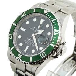 Pre Owned Rolex Black Stainless Steel Submariner Kermit 16610LV Men's Wristwatch 40 MM