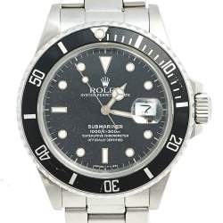 Pre Owned Rolex Black Stainless Steel Submariner 168000 Men's Wristwatch 40 MM