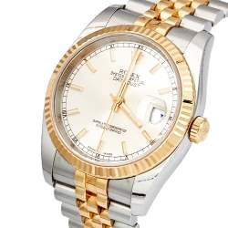 مملوكة مسبقًا ساعة يد رجالية رولكس ديت جست 116233 ستانلس ستيل ذهب أصفر عيار 18 فضية 36 مم