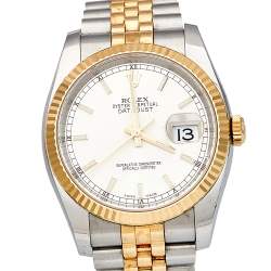 مملوكة مسبقًا ساعة يد رجالية رولكس ديت جست 116233 ستانلس ستيل ذهب أصفر عيار 18 فضية 36 مم