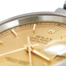 Pre Owned Rolex Champagne 18k Yellow Gold And Stainless Steel Datejust 16233 Men's Wristwatch 36 MM