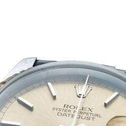 Pre Owned Rolex Champagne 18k Yellow Gold And Stainless Steel Datejust 16233 Men's Wristwatch 36 MM