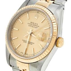 Pre Owned Rolex Champagne 18k Yellow Gold And Stainless Steel Datejust 16233 Men's Wristwatch 36 MM
