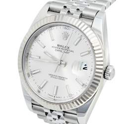 مملوكة مسبقًا Rolex Silver 18K White Gold And Stainless Steel Datejust 126334 Men's Wristwatch 41 MM