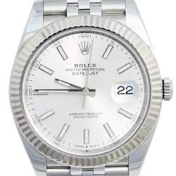 مملوكة مسبقًا Rolex Silver 18K White Gold And Stainless Steel Datejust 126334 Men's Wristwatch 41 MM