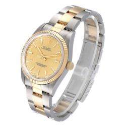 Pre Owned Rolex Champagne 18K Yellow Gold And Stainless Steel Oyster Perpetual 14233 Automatic Men's Wristwatch 36 MM