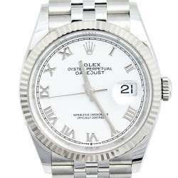 مملوكة مسبقًا ساعة يد رجالية رولكس ديت جست 126234 ستانلس ستيل وذهب أبيض 18 بيضاء 36 مم