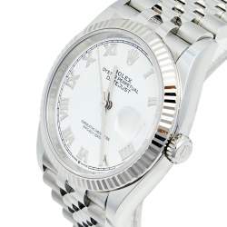 مملوكة مسبقًا ساعة يد رجالية رولكس ديت جست 126234 ستانلس ستيل وذهب أبيض 18 بيضاء 36 مم