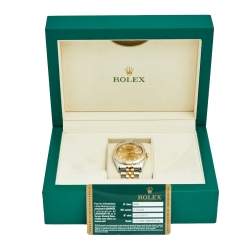 Pre Owned Rolex Champagne Diamond 18K Yellow Gold Stainless Steel Datejust 116233 Men's Wristwatch 36 mm
