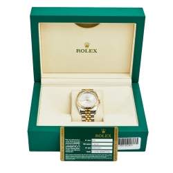Pre Owned Rolex Silver Diamond 18K Yellow Gold Stainless Steel Datejust 116233 Men's Wristwatch 36 mm