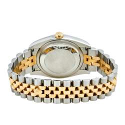Pre Owned Rolex Silver Diamond 18K Yellow Gold Stainless Steel Datejust 116233 Men's Wristwatch 36 mm