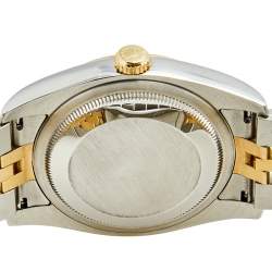 Pre Owned Rolex Silver Diamond 18K Yellow Gold Stainless Steel Datejust 116233 Men's Wristwatch 36 mm