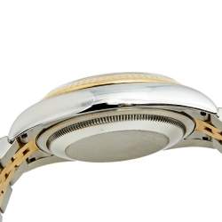 Pre Owned Rolex Silver Diamond 18K Yellow Gold Stainless Steel Datejust 116233 Men's Wristwatch 36 mm