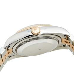 Pre Owned Rolex Silver Diamond 18k Rose Gold Stainless Steel Datejust 116231 Men's Wristwatch 36 mm