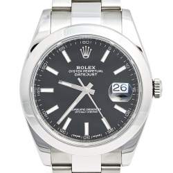 Pre Owned Rolex Black Stainless Steel Datejust 126300 Men's Wristwatch 41 mm
