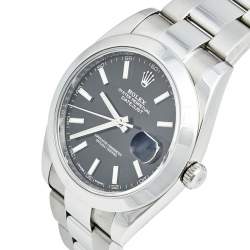 Pre Owned Rolex Black Stainless Steel Datejust 126300 Men's Wristwatch 41 mm