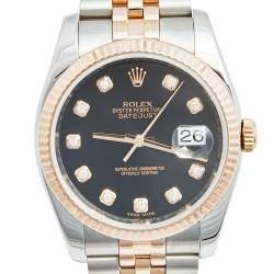 مملوكة مسبقًا ساعة يد نسائية روليكس 116231 ألماس ستانلس ستيل  ذهب وردي عيار 18 سوداء  36 مم