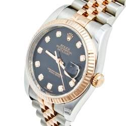 مملوكة مسبقًا ساعة يد نسائية روليكس 116231 ألماس ستانلس ستيل  ذهب وردي عيار 18 سوداء  36 مم