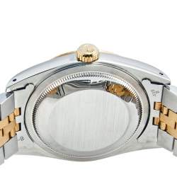 مملوكة مسبقًا Rolex White 18K Yellow Gold & Stainless Steel Datejust 16233 Automatic Unisex Wristwatch 36 mm