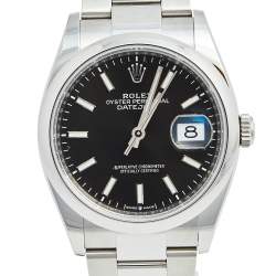 Pre Owned ساعة يد رجالية رولكس ديت جست 126200 ستانلس ستيل سوداء 36 مم