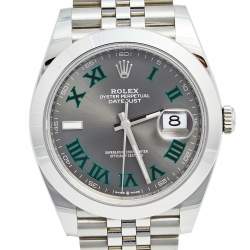 Pre Owned ساعة يد رجالية رولكس ديت جست 126300 ستانلس ستيل رصاصي 41 مم