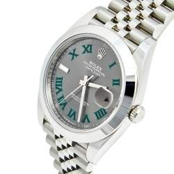 Pre Owned ساعة يد رجالية رولكس ديت جست 126300 ستانلس ستيل رصاصي 41 مم