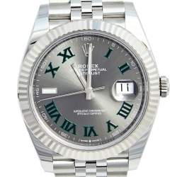 Rolex Slate Grey 18K White Gold Stainless Steel Datejust 126334-0022 Men's Wristwatch 41 mm