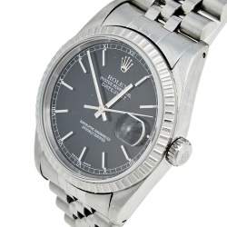 Pre Owned Rolex Black Stainless Steel Datejust 16220 Men's Wristwatch 36 mm