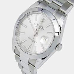 مملوكة مسبقًا Rolex Silver Stainless Steel Datejust 41 126300 Men's Wristwatch 41 mm