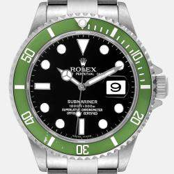 Rolex Black Stainless Steel Submariner 16610LV Automatic Men's Wristwatch 40 mm