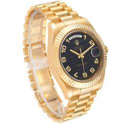 Rolex Black 18K Yellow Gold Day-Date 218238 Automatic Men's Wristwatch 41 mm
