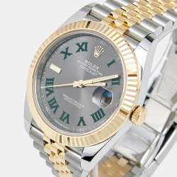 مملوكة مسبقًا Rolex Slate 18K Yellow Gold Stainless Steel Datejust M126333-0020 Men's Wristwatch 41 mm