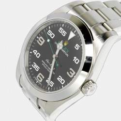 Pre Owned Rolex Black Oystersteel Air-King M116900-0001 Men's Wristwatch 40 mm