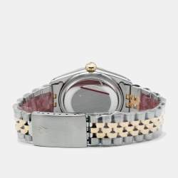 Pre Owned ساعة يد رجالية رولكس ديت جست 16013 ستانلس ستيل وذهب أصفر عيار 18 سوداء 36مم