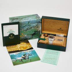 مملوكة مسبقًا ساعة يد رجالية  رولكس ديت جست 16234 ستانلس ستيل وذهب أبيض 18 زرقاء 36 مم