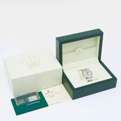 Pre Owned Rolex Silver 18K White Gold Oystersteel Diamond Datejust 116234 Men's Wristwatch 36 mm