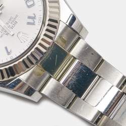 Pre Owned Rolex Silver 18k White Gold Stainless Steel Datejust 116334 Men's Wristwatch 41 mm