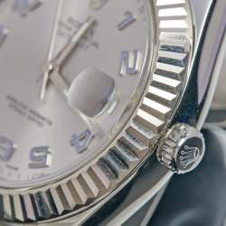 Pre Owned Rolex Silver 18k White Gold Stainless Steel Datejust 116334 Men's Wristwatch 41 mm